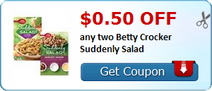 $0.50 off any two Betty Crocker Suddenly Salad