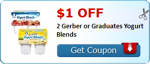 $1.00 off 2 Gerber or Graduates Yogurt Blends