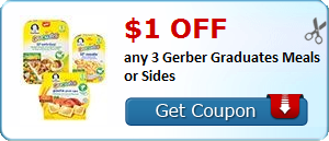 $1.00 off any 3 Gerber Graduates Meals or Sides