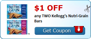 $1.00 off any TWO Kellogg's Nutri-Grain Bars